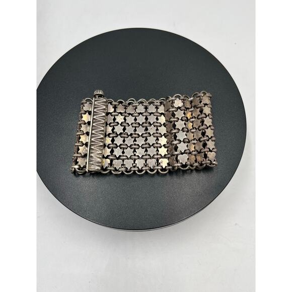 Vintage Wide Sterling Silver Chainmail Mesh 115g Ornate Clasp Statement Bracelet - Picture 14 of 15